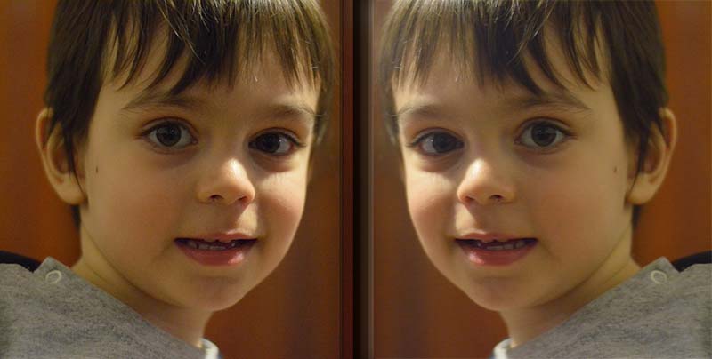 child face in mirror